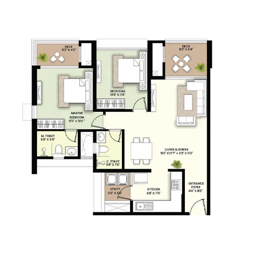 Vanaha Verdant Bavdhan 2BHK Floor Plan Image