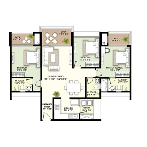 Vanaha Verdant Bavdhan 3BHK Floor Plan Image